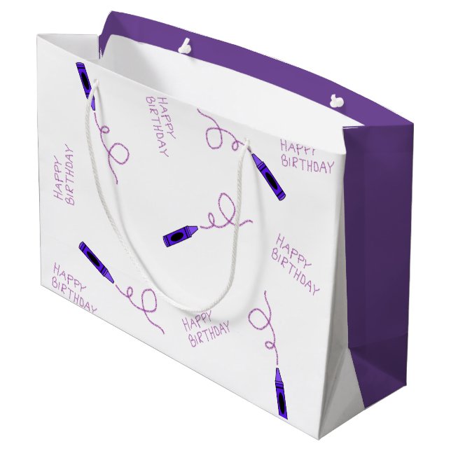 Lila Crayon Große Geschenktüte (Rückseite Schrägansicht)