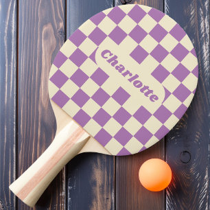 Lila & Creme Karo mit Namen Tischtennis Schläger