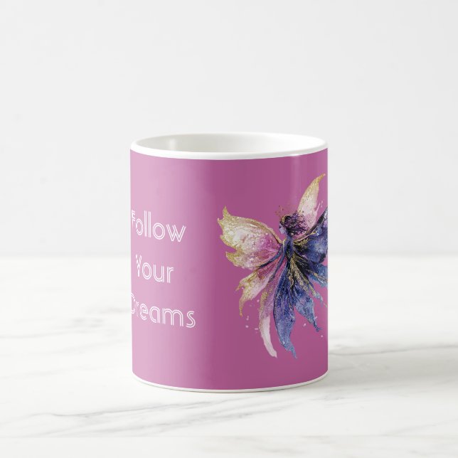 Lila Creme Rosa Gold Fee Kaffeetasse (Mittel)