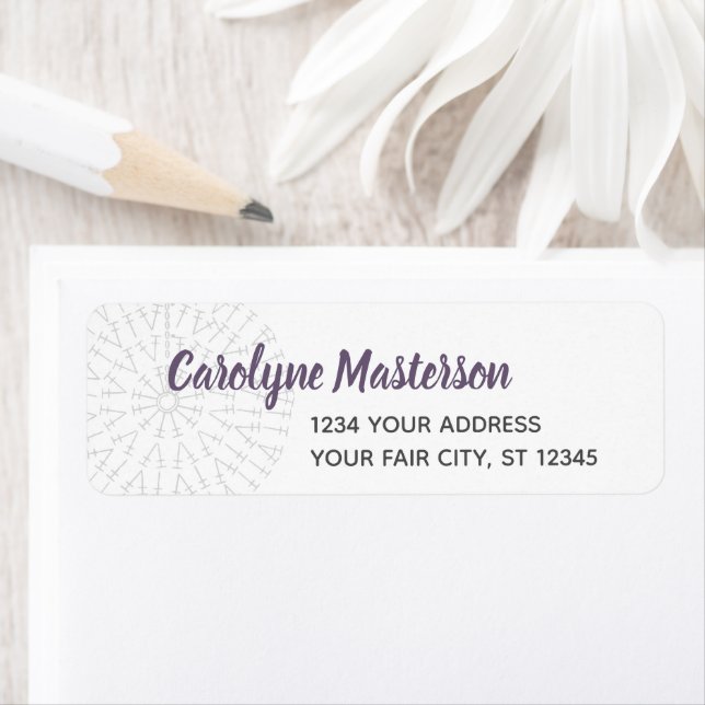 Lila Crochet Chart Rücksendeadresse Etikett (Insitu)