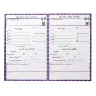 Lila Crocus 5 - 1 Food Journal Pages Notepad Notizblock