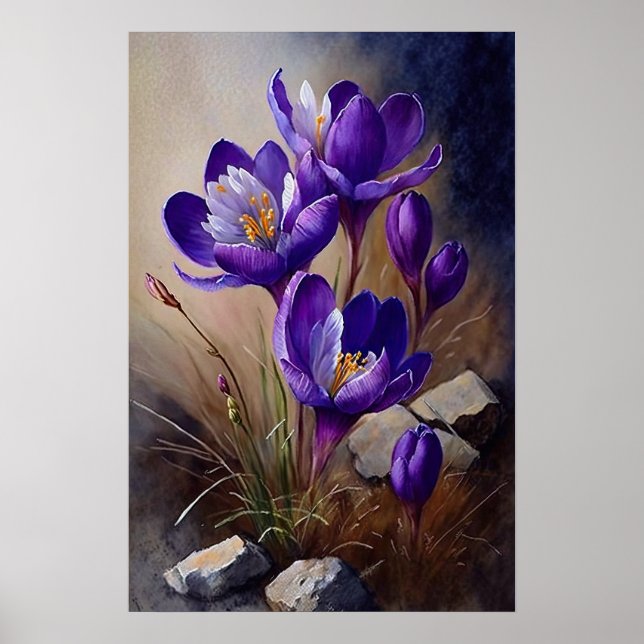 Lila Crocus Blume Art Print Poster (Vorne)