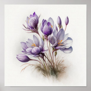 Lila Crocus Blume Art Print Poster