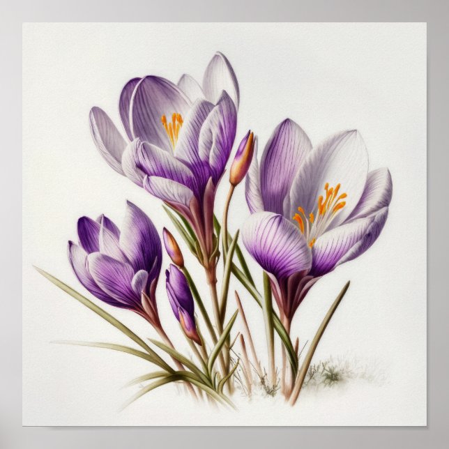 Lila Crocus Blume Art Print Poster (Vorne)