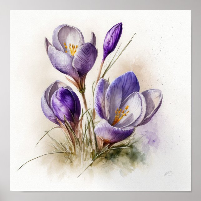 Lila Crocus Blume Art Print Poster (Vorne)