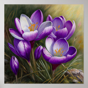 Lila Crocus Blume Art Print Poster