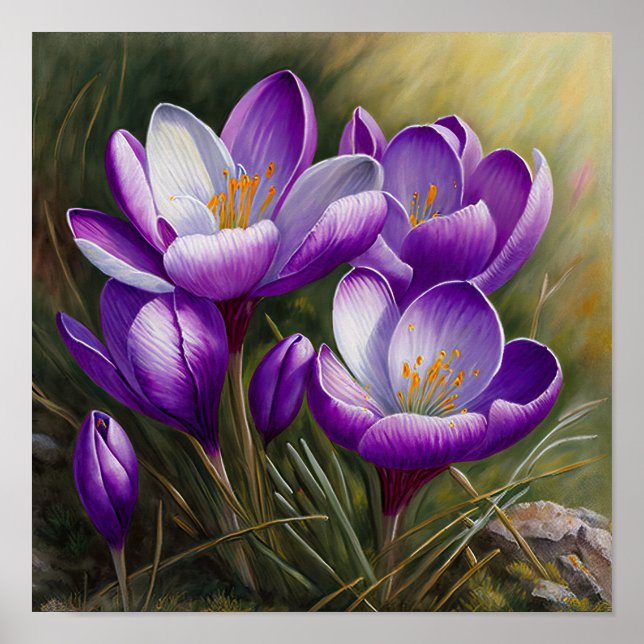 Lila Crocus Blume Art Print Poster (Vorne)