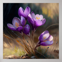 Lila Crocus Blume Art Print Poster
