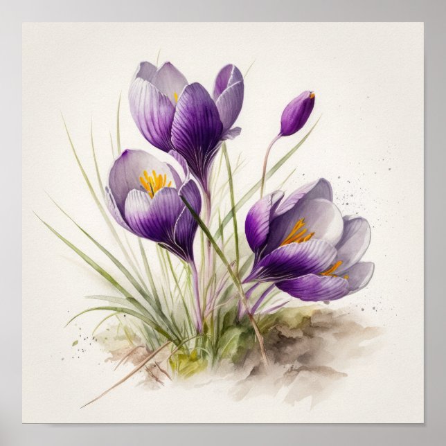 Lila Crocus Blume Art Print Poster (Vorne)