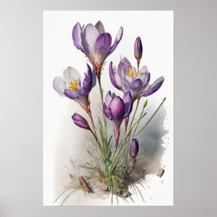 Lila Crocus Blume Art Print Poster