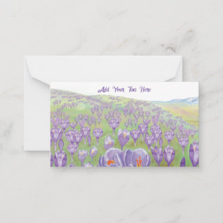 Lila Crocus Blume auf der Spring Hill individuell Mitteilungskarte