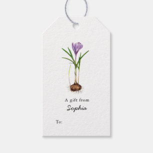 Lila Crocus Blume Gift Tags Geschenkanhänger