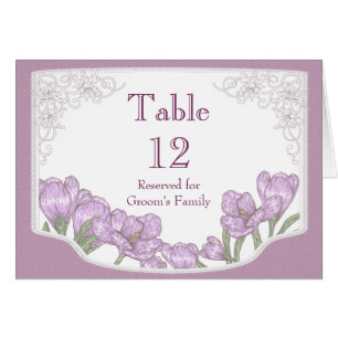 Lila Crocus Blume Hochzeit Tischnummer