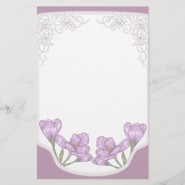 Lila Crocus-Blume im Springtime Briefpapier (Vorderseite)