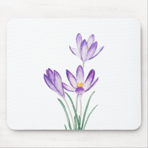 lila Crocus Blume Wasserfarbe Mousepad
