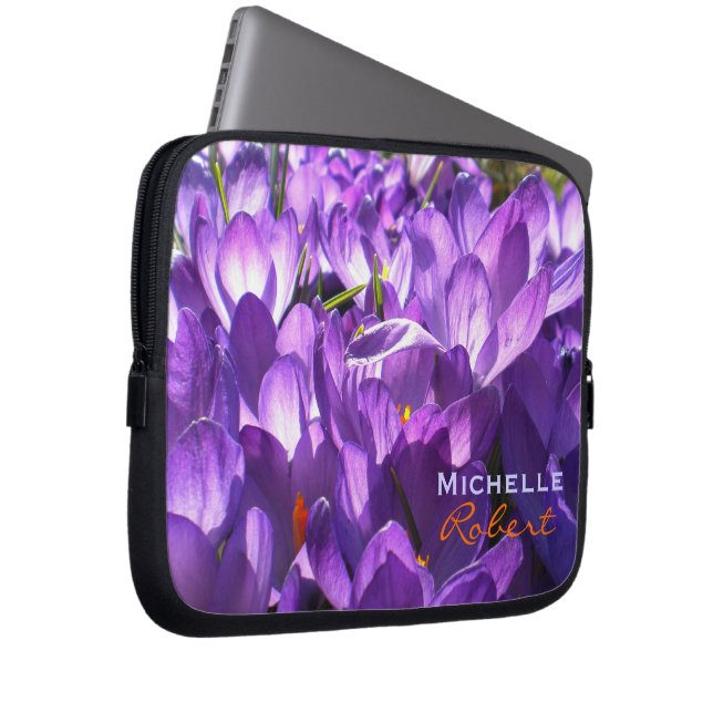 Lila Crocus Notebook-Gehäuse *Personalisieren* Laptopschutzhülle (Vorne Rechts)