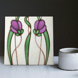 Lila Crocus Wall Deco, Jugendstil Art Deco Fliese