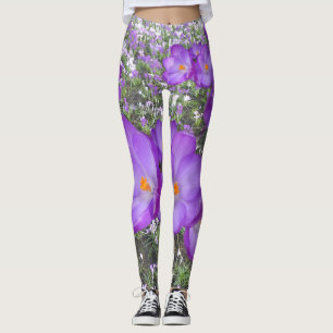 Lila Crocuses Frühlingsblumen Leggings