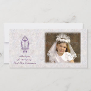 Lila Cross Religious Danke Foto Card