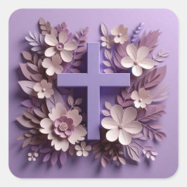 Lila Cross-Sticker-Design Quadratischer Aufkleber