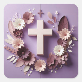 Lila Cross-Sticker-Design Quadratischer Aufkleber