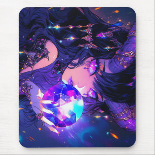 Lila Crystal Ball Demon Anime Girl Mousepad