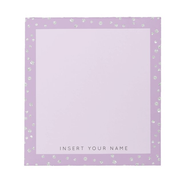 Lila Crystal Confetti Notepad 5.5" x 6" Notizblock (Vorderseite)