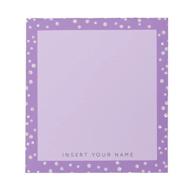 Lila Crystal Confetti Notepad 5.5" x 6" Notizblock (Vorderseite)