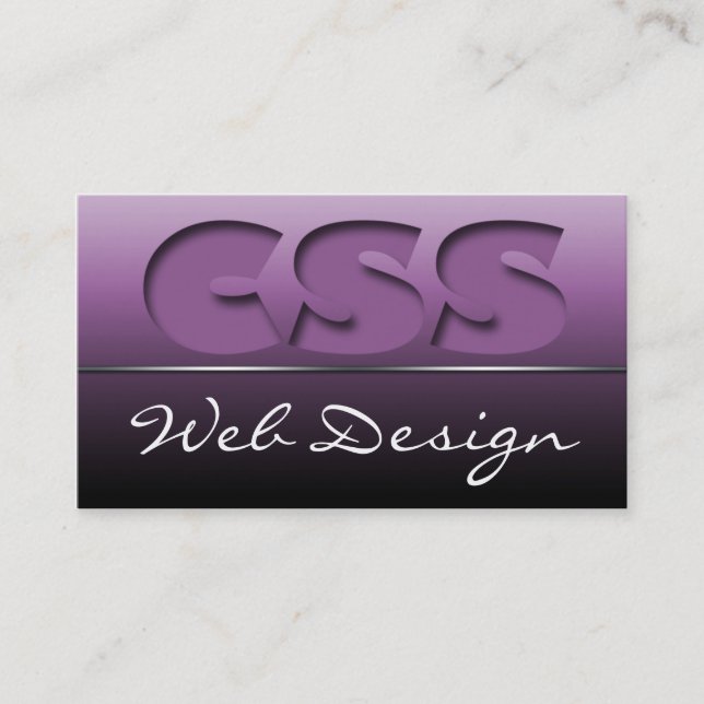 Lila CSS Web Design Sleek Business Cards Visitenkarte (Vorderseite)