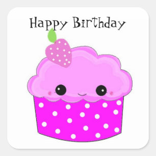 Lila Cupcake Alles Gute zum Geburtstag Quadratischer Aufkleber