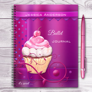 Lila Cupcake Bullet Journal oder Rezept-Notebook Notizbuch