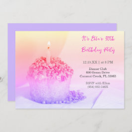 Lila Cupcake Colorful 30. Geburtstagseinladung Einladung