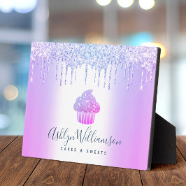 Lila Cupcake Glitzer Tropfen Bäckerei Konditorei K Fotoplatte
