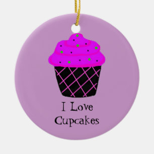Lila Cupcake Keramikornament
