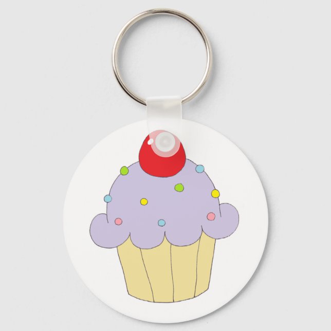 Lila Cupcake Schlüsselanhänger (Vorderseite)
