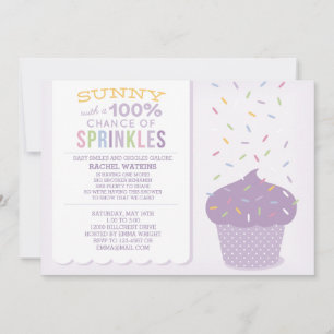 Lila Cupcake Streusel Baby Shower Einladung