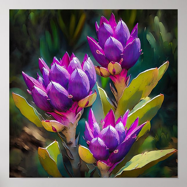 Lila Curcuma Blume Art Print Poster (Vorne)