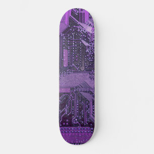 Lila Cyber-Schaltplatine Tech-Kunst Elektronik Skateboard