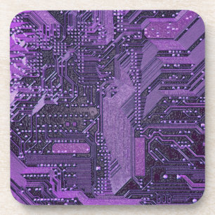 Lila Cyberschalttafel Tech Art Electronics Getränkeuntersetzer