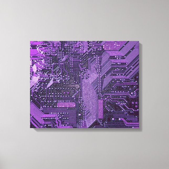 Lila Cyberschalttafel Tech Art Electronics Leinwanddruck (Vorderseite)