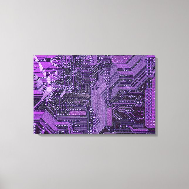 Lila Cyberschalttafel Tech Art Electronics Leinwanddruck (Vorderseite)