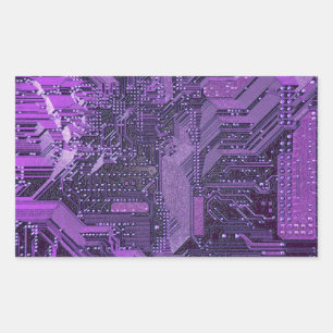 Lila Cyberschalttafel Tech Art Electronics Rechteckiger Aufkleber