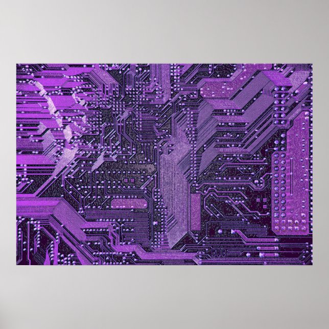 Lila Cyberschalttafel Tech Electronics Poster (Vorne)