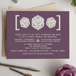 Lila D20-Würfel-Einladung Einladung