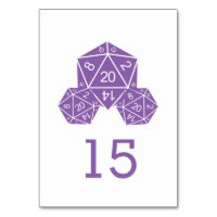 Lila D20 Würfel-Hochzeitskarte
