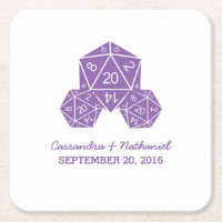 Lila D20 Würfel Hochzeitspapier-Untersetzer