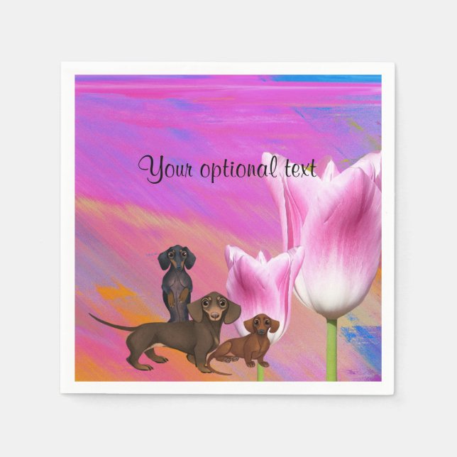 Lila Dackel Papier Napkins Serviette (Vorderseite)