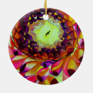 Lila Dahlia abstrakte Blume Kunst Keramik Ornament