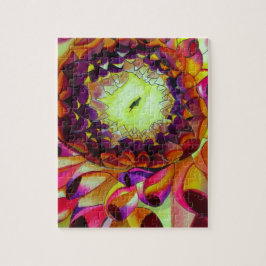 Lila Dahlia abstrakte Blume Kunst Puzzle