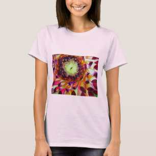 Lila Dahlia abstrakte Blume Kunst T-Shirt